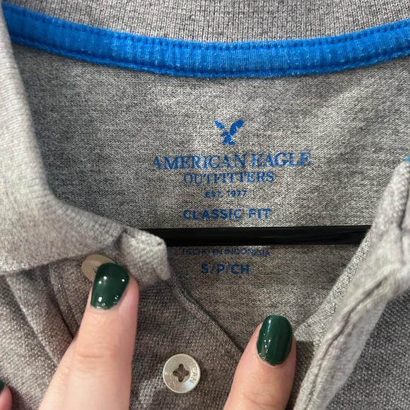 American Eagle Outfitters Gray Polo with Blue Accent - Picture 3 of 4